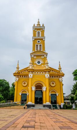 Ayutthaya, Thailand - August 21, 2018 : Beautiful art and architecture of Saint Joseph Catholic Church on the south bank of the Chao Phraya River.のeditorial素材