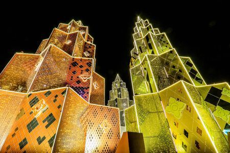 Charoen Nakhon Road, Khlong San, Bangkok, Thailand on December 23, 2019 : ICONSIAM BANGKOK ILLUMINATION at River Park to celebrate Christmas and New Year Festival.のeditorial素材