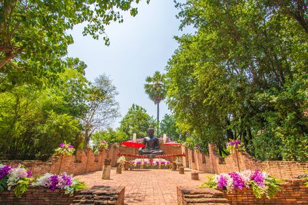 Bang Phae,Ratchaburi province,Thailand on April 13,2019:Beautiful Buddha image of Chiang Saen period at NaSatta Thai Park (previously called Siam Cultural Park).のeditorial素材
