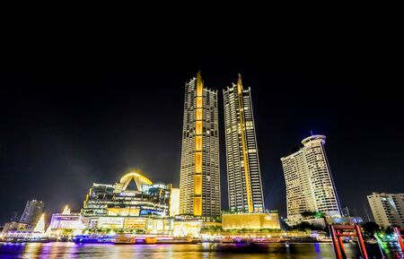 Charoen Nakhon Road,Khlong San,Bangkok,Thailand on November 23,2019:Night scene of ICONSIAM,the new...