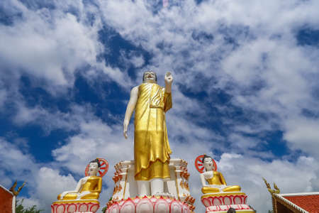 Mae Hia,Chiang Mai,Northern Thailand on Septemmber 13,2019:Standing Buddha Statue at Wat Phra That Doi Kham.のeditorial素材