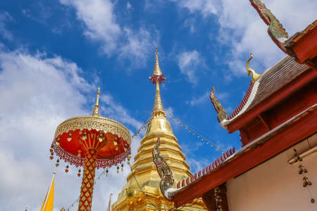 Wat Phra That Doi Kham,Mae Hia,Chiang Mai,Northern Thailand on Septemmber 13,2019:Golden Pagoda,constructed in the year 687,enshrines a sacred relic of the Buddha.のeditorial素材