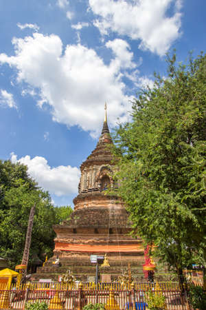 Chiang Mai,Northern Thailand on September15,2019:Old chedi at Wat Lok Moli (Wat Lok Molee).のeditorial素材