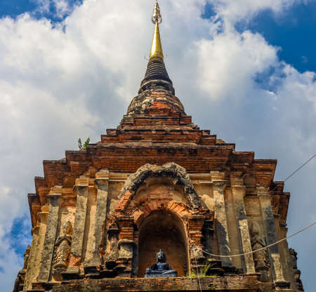 Chiang Mai,Northern Thailand on September 15,2019:Old chedi at Wat Lok Moli (Wat Lok Molee).
