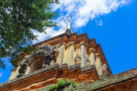Chiang Mai,Northern Thailand on September 15,2019:Old chedi at Wat Lok Moli (Wat Lok Molee).のeditorial素材