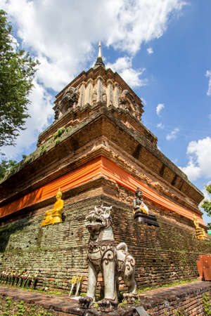 Chiang Mai,Northern Thailand on September 15,2019:Old chedi at Wat Lok Moli (Wat Lok Molee).のeditorial素材