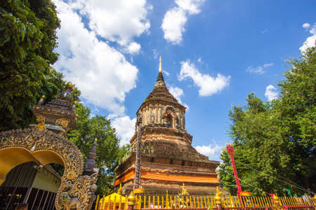 Chiang Mai,Northern Thailand on September 15,2019:Old chedi at Wat Lok Moli (Wat Lok Molee).のeditorial素材