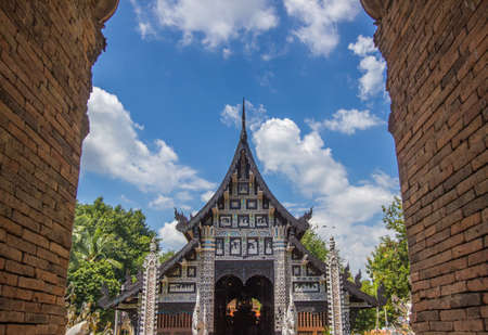 Chiang Mai,Northern Thailand on September15,2019:Beautiful entrance arch leading to viharn(assembly hall) of Wat Lok Moli (Wat Lok Molee).のeditorial素材