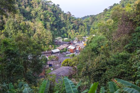Beautiful panoramic view of  Ban Mae Kampong,a peaceful Village in Mae On sub-district,Chiangmai,northern Thailand.の写真素材