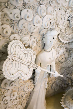 Rimkok district,Chiang Rai Province,Northern Thailand on January 19,2020:Beautiful stucco decorations at the top floor of Guan Yin monument,Wat Huay Pla Kang.(selective focus)のeditorial素材