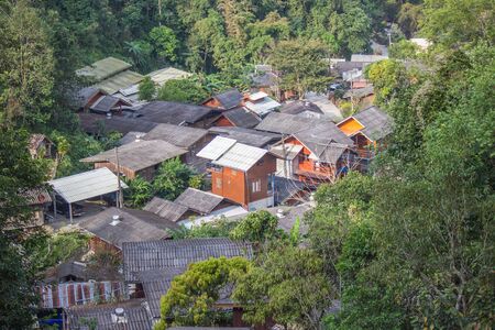 Beautiful panoramic view of  Ban Mae Kampong,a peaceful Village in Mae On sub-district,Chiangmai,northern Thailand.の写真素材