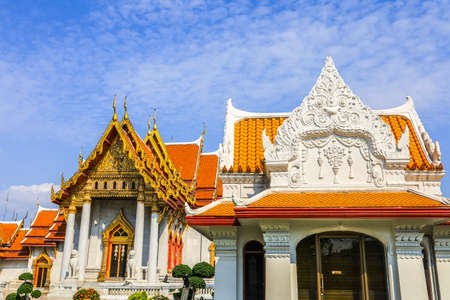 Dusit area,Bangkok,Thailand on May 1,2020:Panoramic view of Wat Benchamabophit Dusitvanaram(the marble temple).のeditorial素材