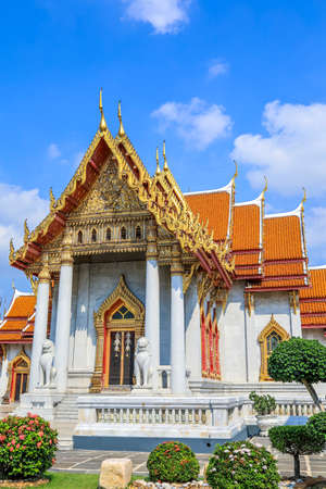 Dusit area,Bangkok,Thailand on May 1,2020:Panoramic view of Wat Benchamabophit Dusitvanaram(the marble temple).のeditorial素材