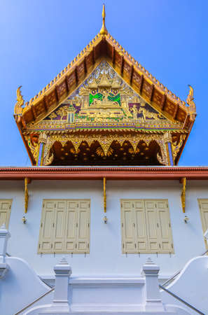 Dusit area,Bangkok,Thailand on May 1,2020:Royal Merit-Making Pavilion(Phra Thinang Song Tham) in the area of Wat Benchamabophit Dusitvanaram.のeditorial素材