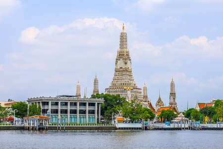 Bangkok Yai district,Bangkok,Thailand on May 1,2020:Beautiful landscape of Wat Arun Ratchawararam...
