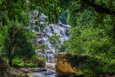 Mae Ya Waterfall in Doi Inthanon National Park,Jom Thong District,Chiang Mai province,Northern Thailand.One of the most beautiful waterfalls in Thailand.の写真素材