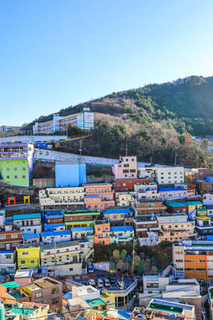 Gamcheon-dong,Saha District,Busan,South Korea on December31,2019:colorful scene of Gamcheon Culture Village.のeditorial素材