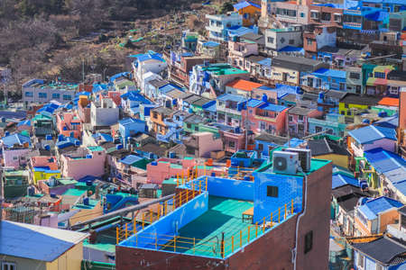 Gamcheon-dong,Saha District,Busan,South Korea on December31,2019:colorful scene of Gamcheon Culture Village.のeditorial素材
