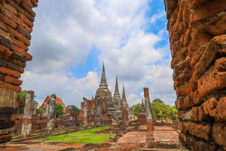 Phra Nakorn Si Ayutthaya,Thailand on July 8,2020:Wat Phra Si Sanphet in Ayutthaya Historical Park,a UNESCO World Heritage Site.のeditorial素材
