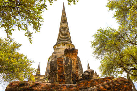 Phra Nakorn Si Ayutthaya,Thailand on July 8,2020:Wat Phra Si Sanphet in Ayutthaya Historical Park,a UNESCO World Heritage Site.のeditorial素材