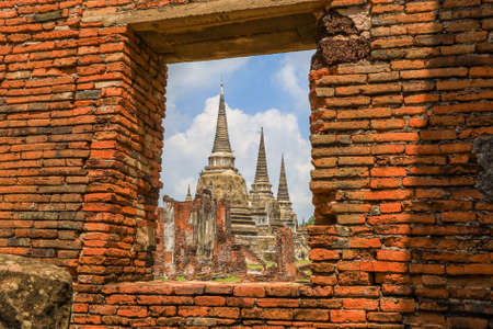 Phra Nakorn Si Ayutthaya,Thailand on July 8,2020:Wat Phra Si Sanphet in Ayutthaya Historical Park,a UNESCO World Heritage Site.のeditorial素材