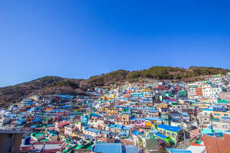 Gamcheon-dong,Saha District,Busan,South Korea on December31,2019:colorful scene of Gamcheon Culture Village."Machu Picchu of Busan"のeditorial素材