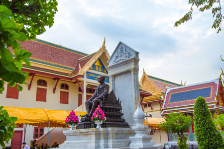 Khet Phra Nakhon, Bangkok,Thailand on January18,2019:King Rama V statue at Wat Ratchabophit Sathitmahasimaram Ratchaworawihan.のeditorial素材
