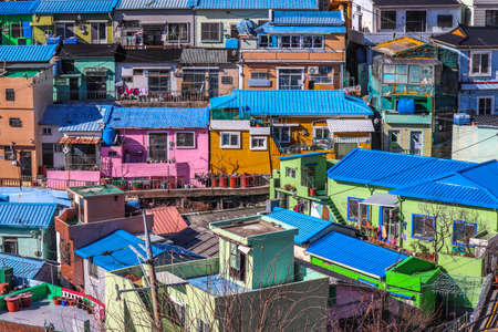 Gamcheon-dong,Saha District,Busan,South Korea on December31,2019:colorful scene of Gamcheon Culture Village."Machu Picchu of Busan"のeditorial素材