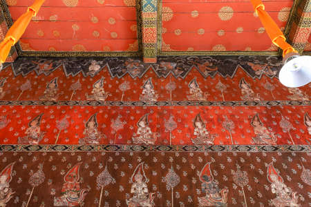 Bangkok,Thailand on June26,2020:Beautiful mural paintings in ubosoth of Wat Kamphaeng Bangchak,a little temple by Bang Luang Canal.のeditorial素材