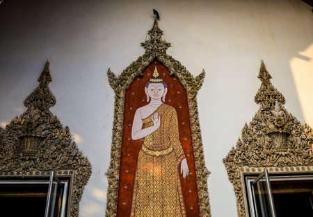 Phasi Charoen,Bangkok,Thailand on January16,2021:Beautiful art and architecture of ubosoth of Wat Kamphaeng Bangchak,a little temple by Bang Luang Canal.のeditorial素材