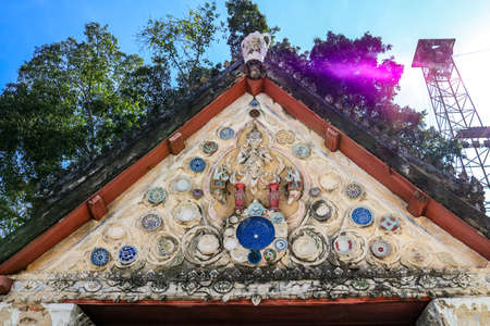 Taling Chan,Bangkok,Thailand on January8,2021:Beautiful art and architecture of the cloister of Champa Temple.のeditorial素材