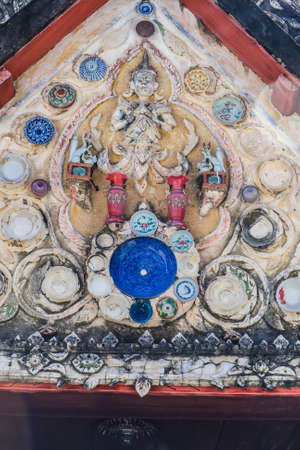 Taling Chan,Bangkok,Thailand on January8,2021:Beautiful art and architecture of the cloister of Champa Temple.のeditorial素材