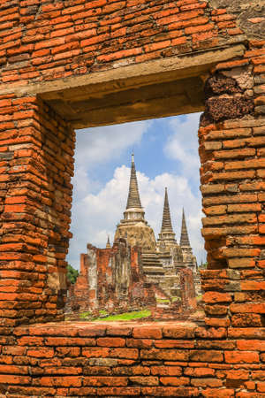 Phra Nakorn Si Ayutthaya,Thailand on July 8,2020:Wat Phra Si Sanphet in Ayutthaya Historical Park,a UNESCO World Heritage Site.のeditorial素材
