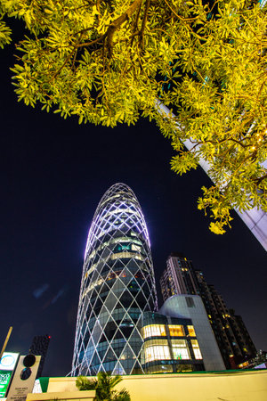 Phaholyothin Road,Phaya Thai,Bangkok,Thailand on December24,2018:Beautiful Lighting Show for Grand Opening Celebration of Pearl Bangkok Building.のeditorial素材