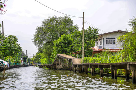 Bang Chueak Nang,Taling Chan District,Bangkok's Thonburi side on May14,2022:Waterfront and rural atmosphere at Khlong Bang Chueak Nangのeditorial素材