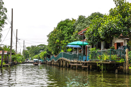 Bang Chueak Nang,Taling Chan District,Bangkok's Thonburi side on May14,2022:Waterfront and rural atmosphere at Khlong Bang Chueak Nangのeditorial素材