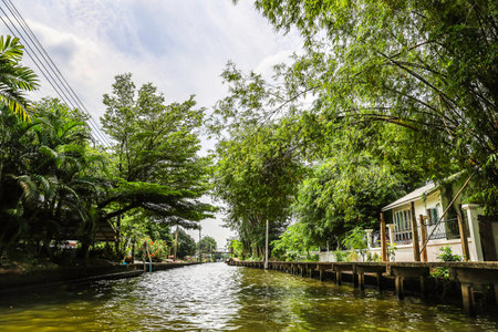 Bang Chueak Nang,Taling Chan District,Bangkok's Thonburi side on May14,2022:Waterfront and rural atmosphere at Khlong Bang Chueak Nangのeditorial素材