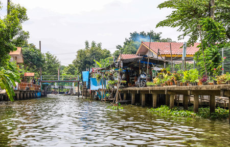 Bang Chueak Nang,Taling Chan District,Bangkok's Thonburi side on May14,2022:Waterfront and rural atmosphere at Khlong Bang Chueak Nangのeditorial素材
