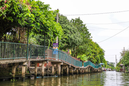 Bang Chueak Nang,Taling Chan District,Bangkok's Thonburi side on May14,2022:Waterfront and rural atmosphere at Khlong Bang Chueak Nangのeditorial素材