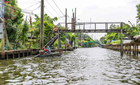 Bang Chueak Nang,Taling Chan District,Bangkok's Thonburi side on May14,2022:Waterfront and rural atmosphere at Khlong Bang Chueak Nangのeditorial素材