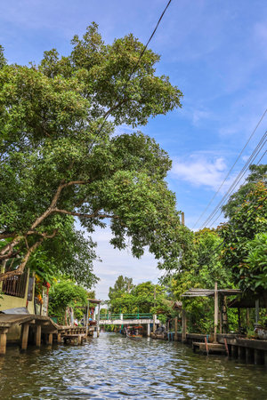 Bang Chueak Nang,Taling Chan District,Bangkok's Thonburi side on May14,2022:Waterfront and rural atmosphere at Khlong Bang Chueak Nangのeditorial素材