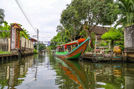 Bang Chueak Nang,Taling Chan District,Bangkok's Thonburi side on May14,2022:Attractive scene of Khlong Bang Chueak Nangのeditorial素材