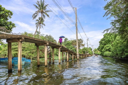 Bang Chueak Nang,Taling Chan District,Bangkok's Thonburi side on May14,2022:Attractive scene of Khlong Bang Chueak Nangのeditorial素材