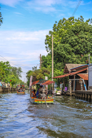 Bang Chueak Nang,Taling Chan District,Bangkok's Thonburi side on May14,2022:Attractive scene of Khlong Bang Chueak Nangのeditorial素材