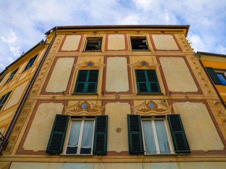 Portofino,Genoa,Italy on April3,2023:Beautiful colourfully painted buildings.のeditorial素材