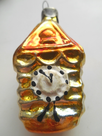 Christmas and New Year decoration clock on a white backgroundの写真素材