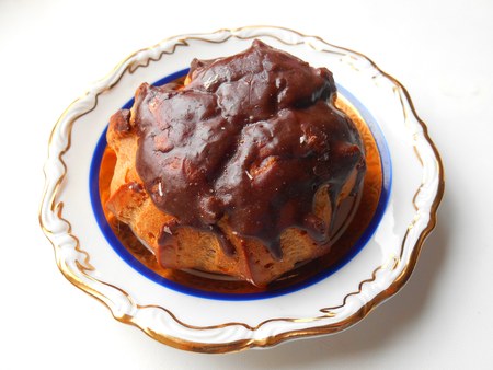 Chocolate cake on a plateの写真素材