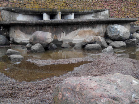 Stones on the waterfall landscapeの写真素材