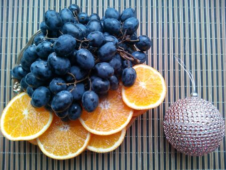 Fruits,cake and christmas balls の素材