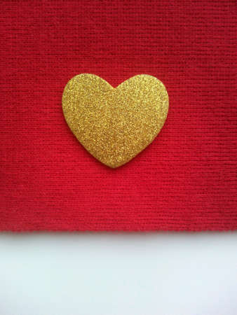Golden heart red and white backgroundの素材